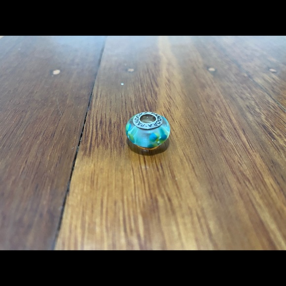 Pandora Sterling Silver Murano glass bead with blue and yellow flower - Picture 2 of 6